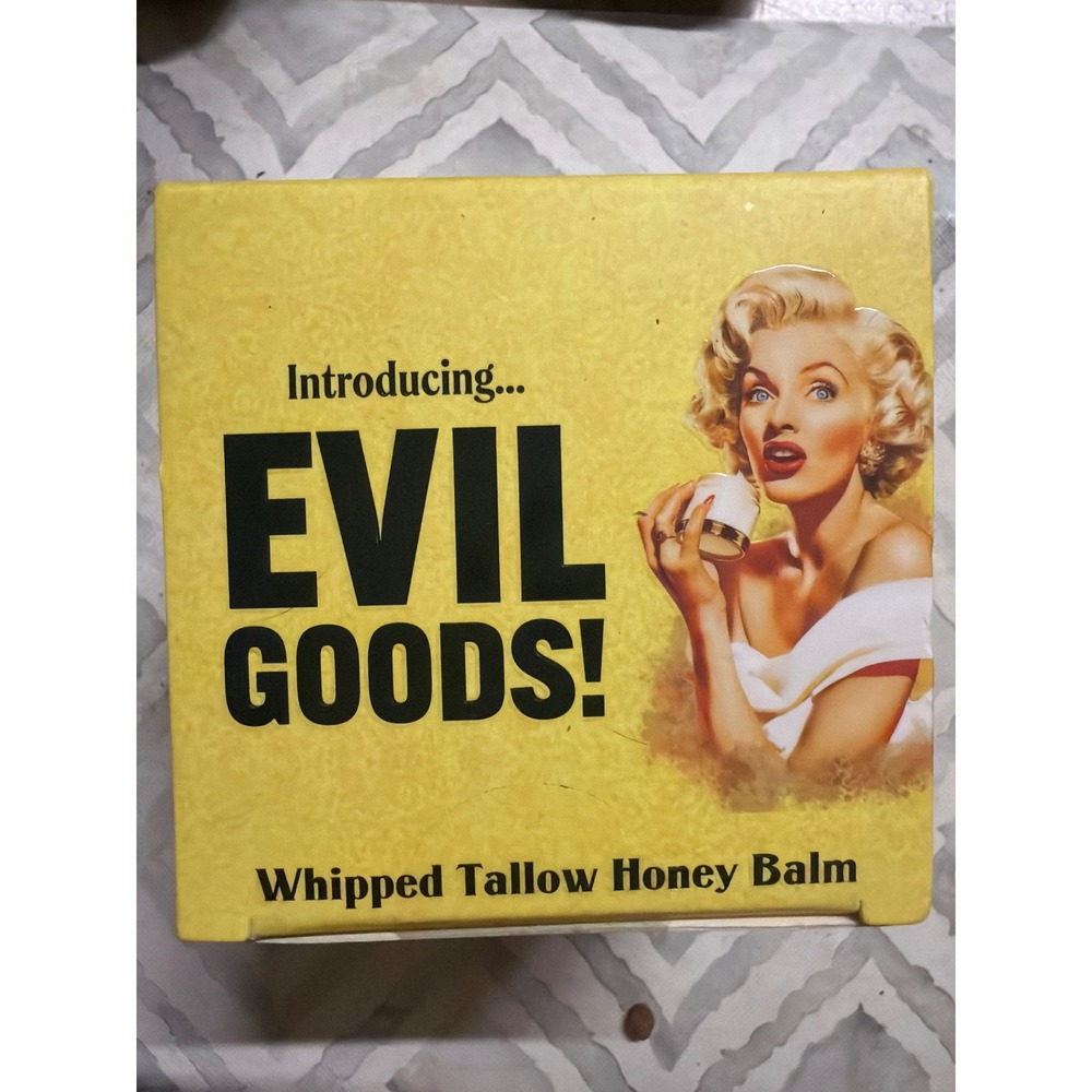 Evil Goods Whipped Tallow Honey Balm Natural Skincare Vintage Style Yellow Box